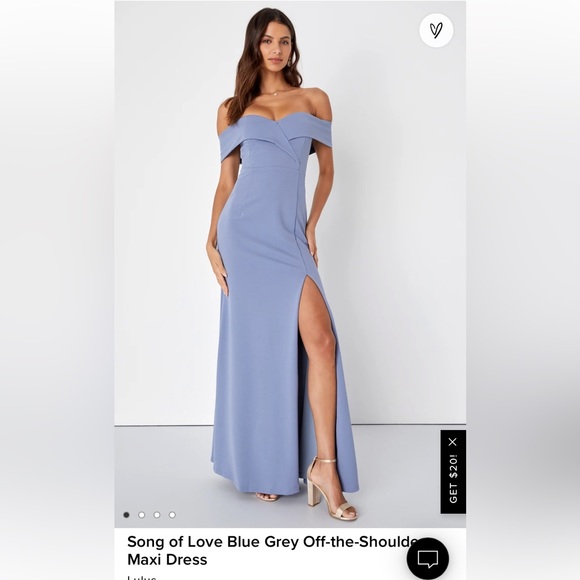 Song Of Love Blue Grey Off The Shoulder Maxi Dress